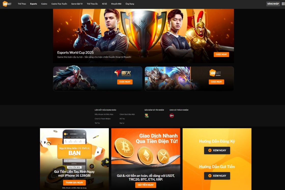 Giới thiệu: 188Bet là nhà cái cá cược trực tuyến hàng đầu châu Á với hơn một thập kỷ phục vụ người chơi Việt Nam.